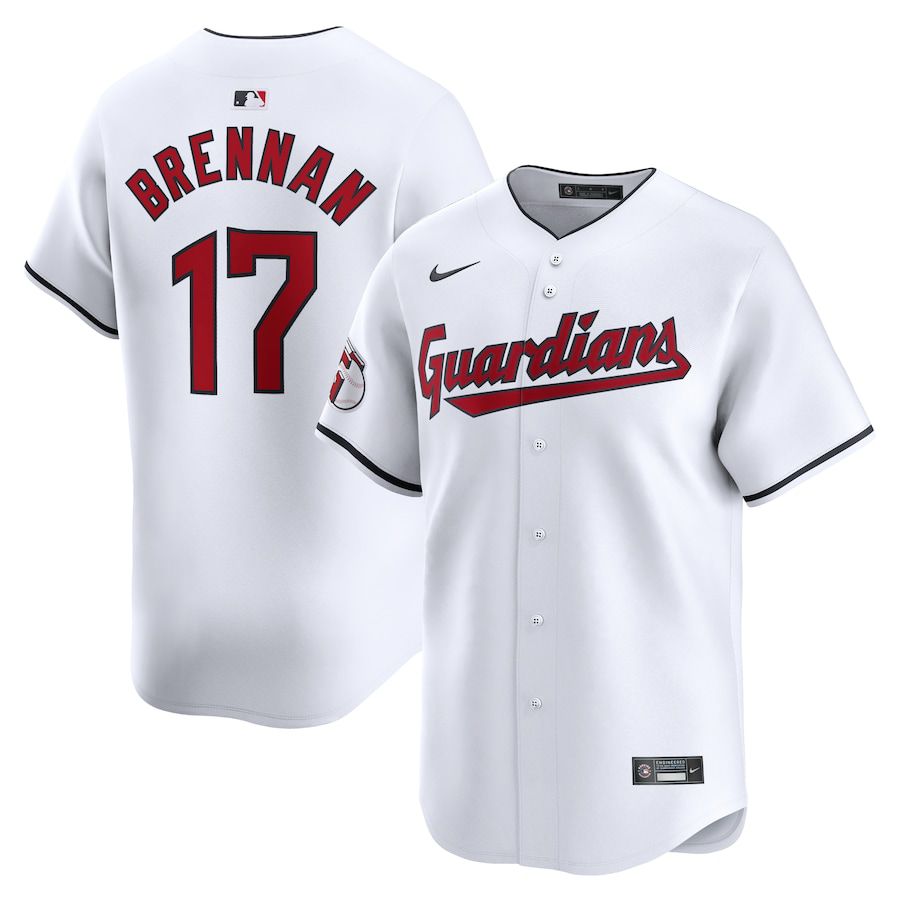 Men Cleveland Guardians #17 Will Brennan Nike White Home Limited Player MLB Jersey